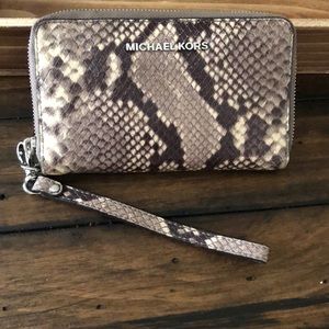 Michael Kors snake print wristlet